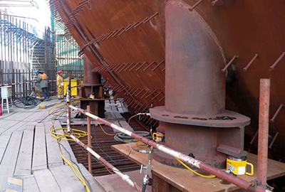 The synchronous lifting and installation of nuclear dome<br /><br />
