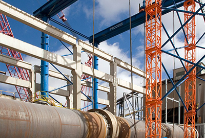 Synchronous lifting installation of rotary kiln in cement plant